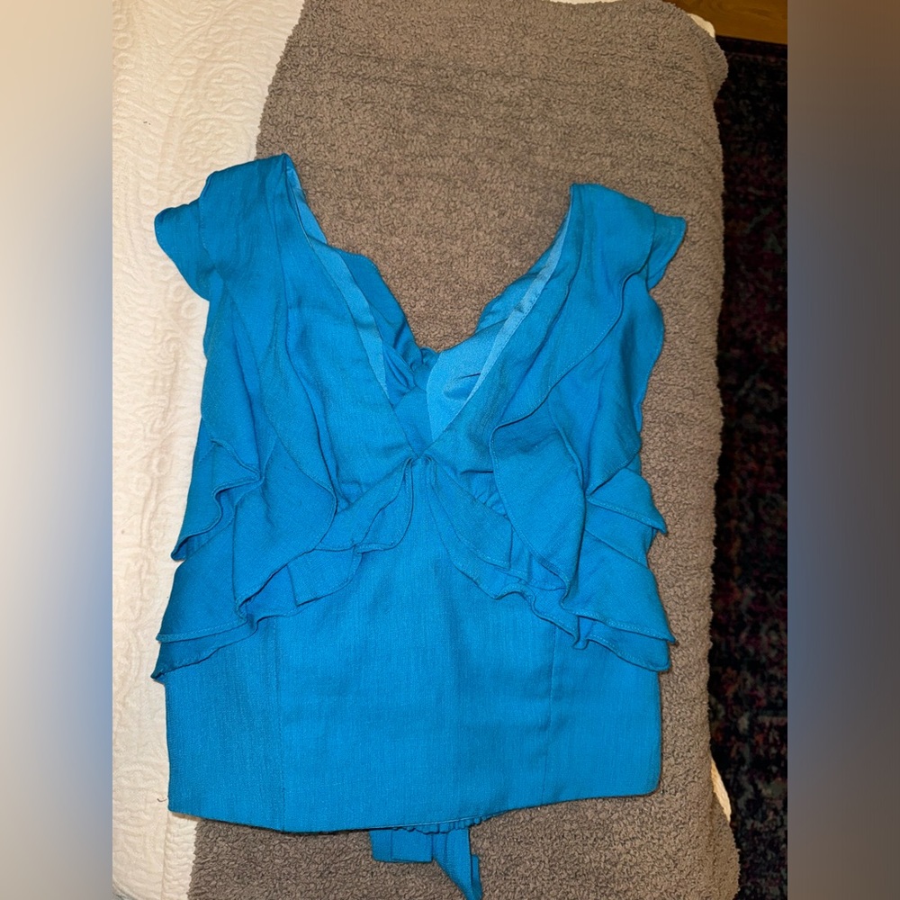 Blue Ruffle Tank - Picture 2 of 5